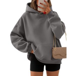 NWT Gray Oversized‎ Fleece Pullover Hoodie XS